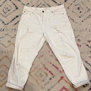 Tribal White Distressed Boyfriend Jeans